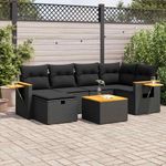 Casa si Gradina - Gradina si terasa - Mobilier exterior - Seturi mobila gradina - Set canapele de gradina cu perne, 7 piese, negru, poliratan - Infinity.ro