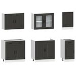 Casa si Gradina - Mobilier - Comode si corpuri - Corpuri bucatarie - Set dulap de bucatarie 7 piese „Kalmar” lemn negru prelucrat - Infinity.ro