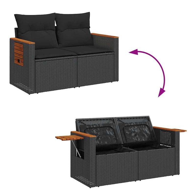 Casa si Gradina - Gradina si terasa - Mobilier exterior - Seturi mobila gradina - Set canapele de gradina cu perne, 7 piese, negru, poliratan - Infinity.ro