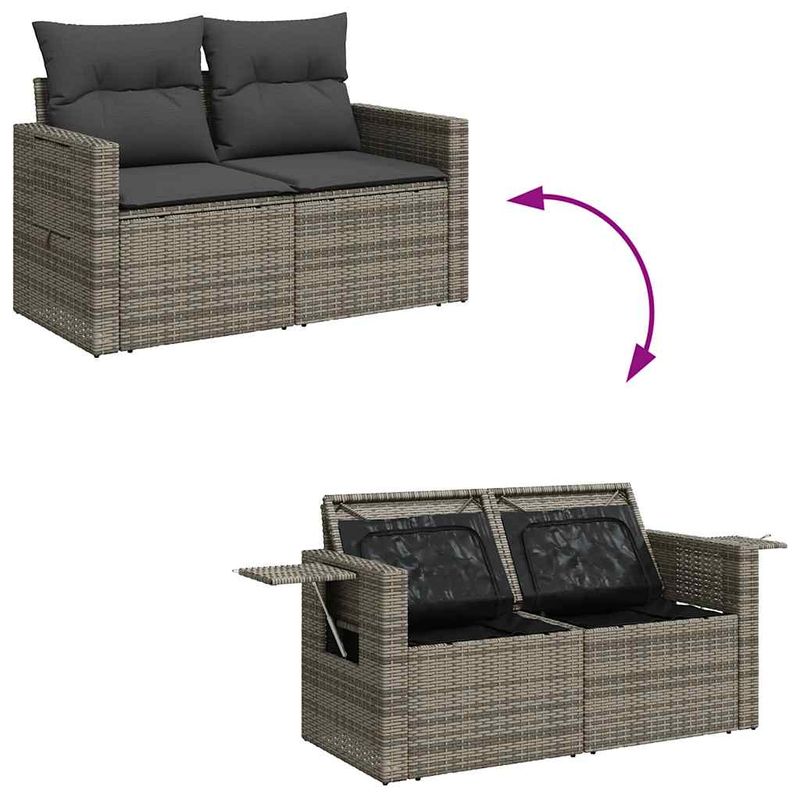 Casa si Gradina - Gradina si terasa - Mobilier exterior - Seturi mobila gradina - Set canapea de gradina cu perne, 5 piese, gri, poliratan - Infinity.ro