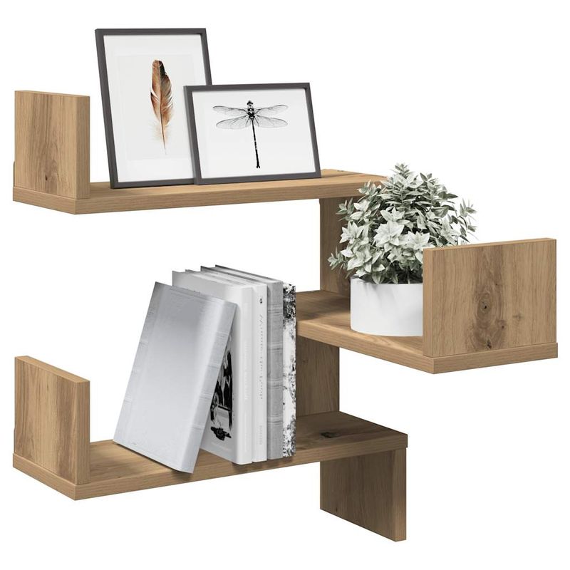 Casa si Gradina - Mobilier - Biblioteci si rafturi - Rafturi - Raft perete colt stejar artizanal 40x40x49,5 cm, lemn prelucrat - Infinity.ro
