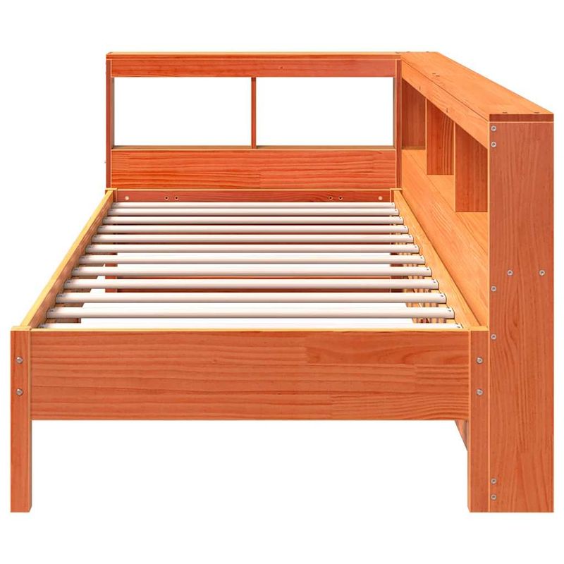 Casa si Gradina - Mobilier - Paturi si accesorii - Paturi - Pat cu biblioteca fara saltea, maro, 100x200 cm, lemn masiv pin - Infinity.ro