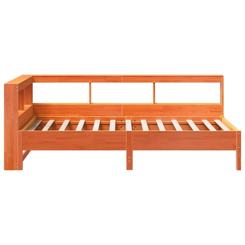 Casa si Gradina - Mobilier - Paturi si accesorii - Paturi - Pat cu biblioteca fara saltea, maro, 100x200 cm, lemn masiv pin - Infinity.ro