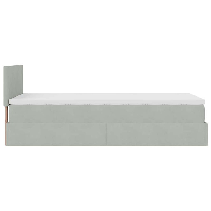 Casa si Gradina - Mobilier - Paturi si accesorii - Paturi - Cadru de pat otoman cu saltea Gri deschis 100x200cm catifea - Infinity.ro