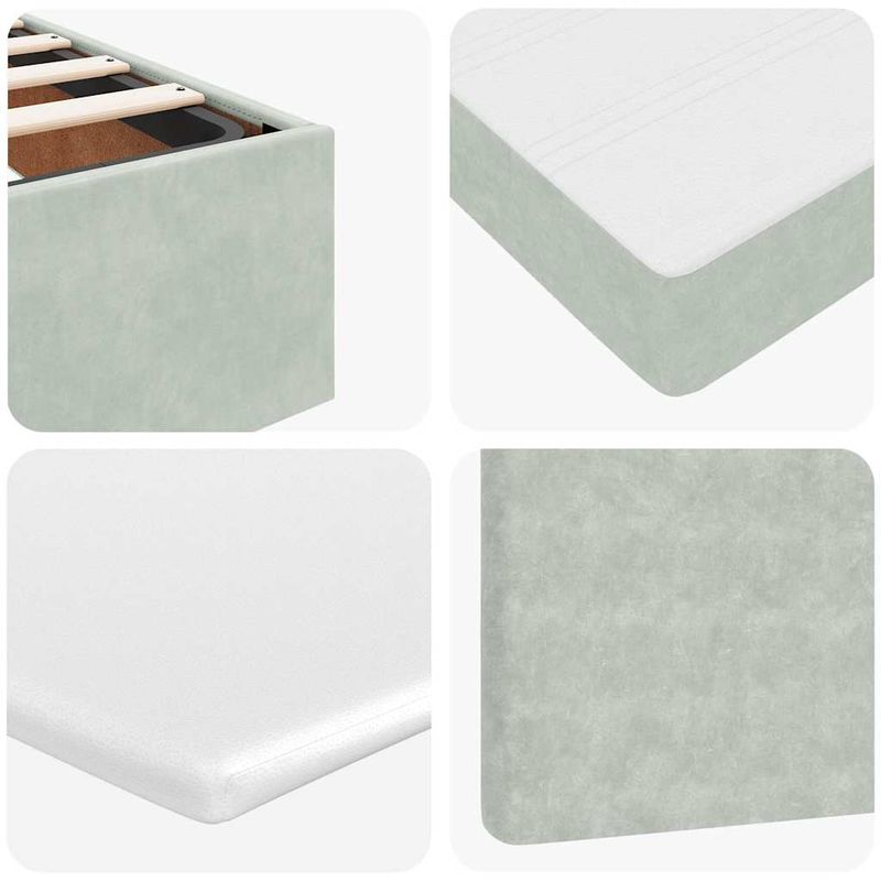 Casa si Gradina - Mobilier - Paturi si accesorii - Paturi - Cadru de pat otoman cu saltea Gri deschis 100x200cm catifea - Infinity.ro