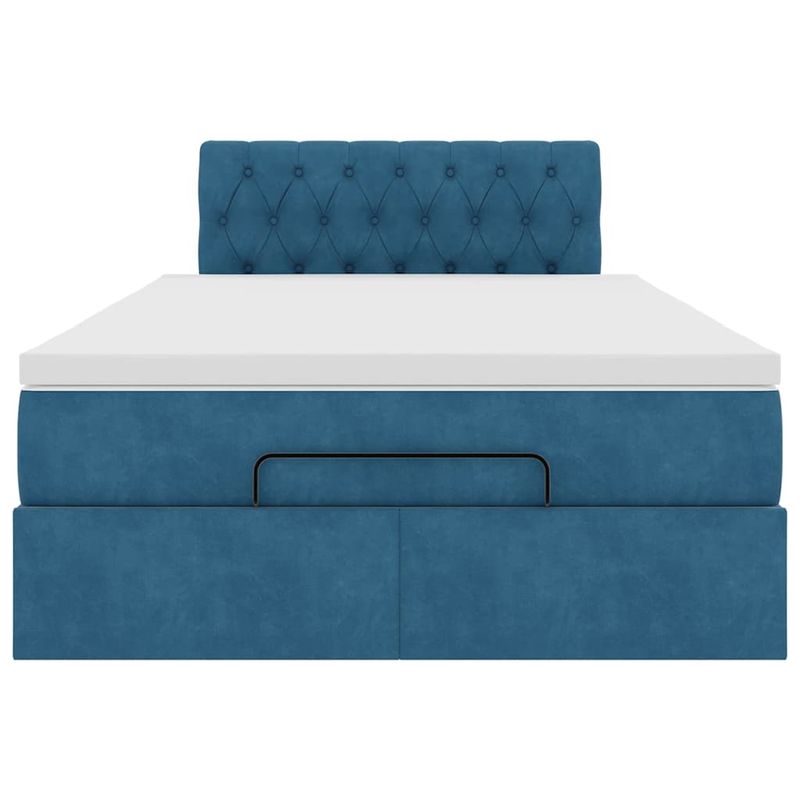 Casa si Gradina - Mobilier - Paturi si accesorii - Paturi - Cadru pat otoman cu saltea Albastru inchis 120x190 cm catifea - Infinity.ro