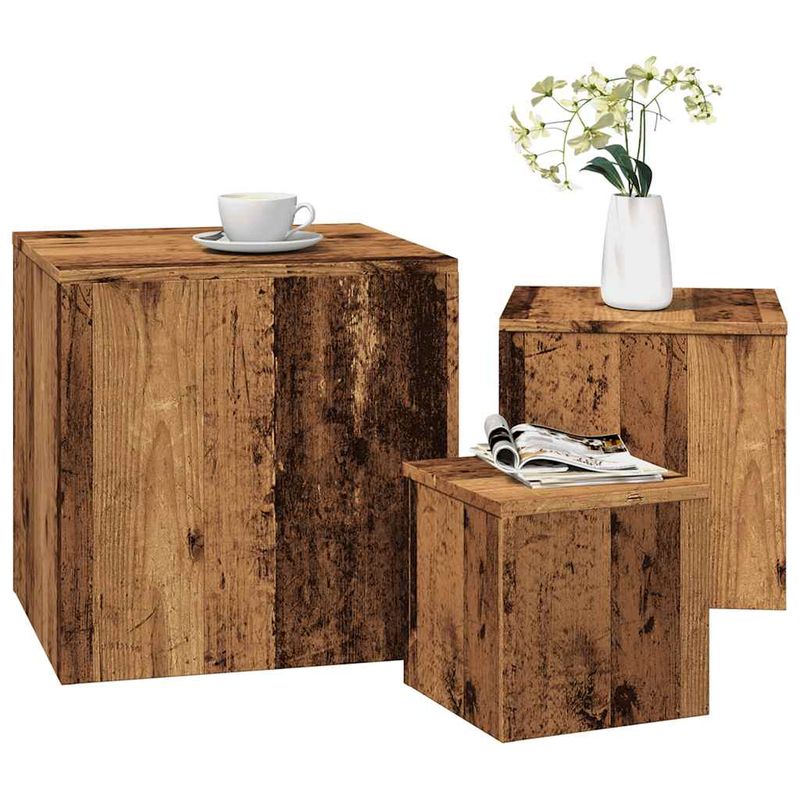 Casa si Gradina - Mobilier - Mese si birouri - Mese living - Masute laterale, 3 buc., lemn vechi, lemn prelucrat - Infinity.ro