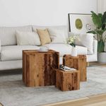 Casa si Gradina - Mobilier - Mese si birouri - Mese living - Masute laterale, 3 buc., lemn vechi, lemn prelucrat - Infinity.ro