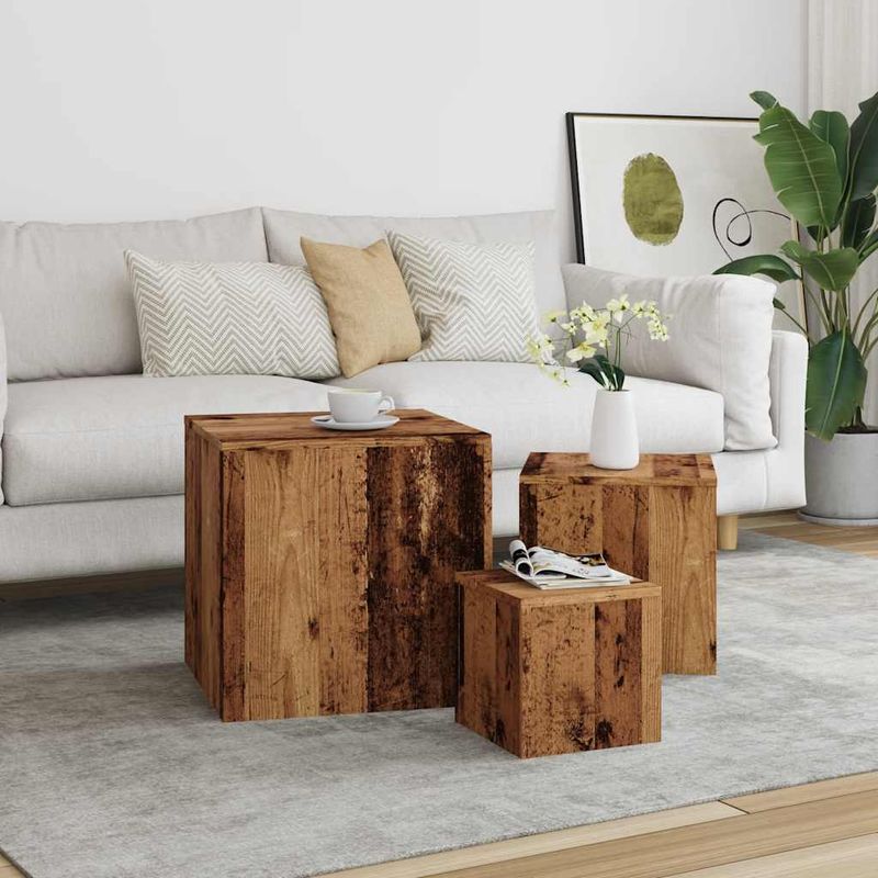Casa si Gradina - Mobilier - Mese si birouri - Mese living - Masute laterale, 3 buc., lemn vechi, lemn prelucrat - Infinity.ro