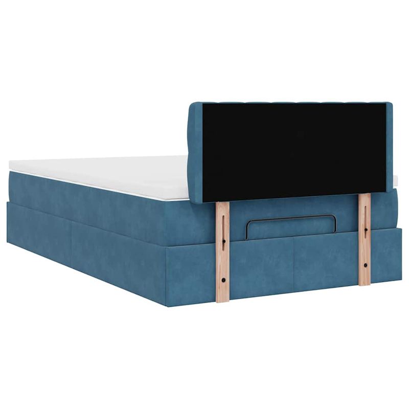 Casa si Gradina - Mobilier - Paturi si accesorii - Paturi - Cadru pat otoman cu saltea Albastru inchis 120x190 cm catifea - Infinity.ro