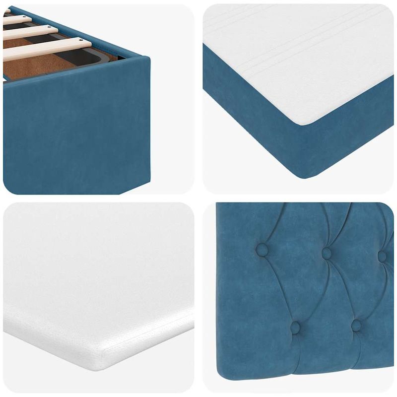 Casa si Gradina - Mobilier - Paturi si accesorii - Paturi - Cadru pat otoman cu saltea Albastru inchis 120x190 cm catifea - Infinity.ro