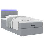 Casa si Gradina - Mobilier - Paturi si accesorii - Paturi - Pat otoman cu saltea tesatura gri deschis 90x200 cm, model cu blocuri pătrate - Infinity.ro