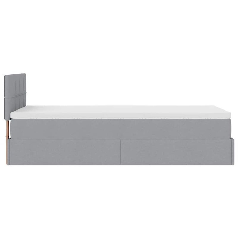 Casa si Gradina - Mobilier - Paturi si accesorii - Paturi - Pat otoman cu saltea tesatura gri deschis 90x200 cm, model cu blocuri pătrate - Infinity.ro