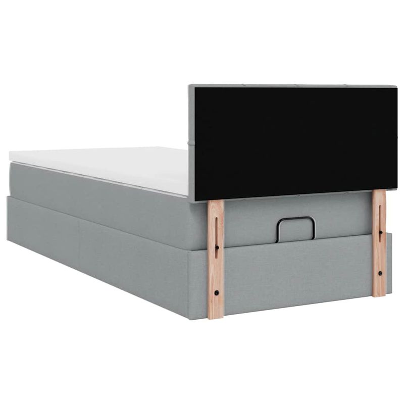 Casa si Gradina - Mobilier - Paturi si accesorii - Paturi - Pat otoman cu saltea tesatura gri deschis 90x200 cm, model cu blocuri pătrate - Infinity.ro