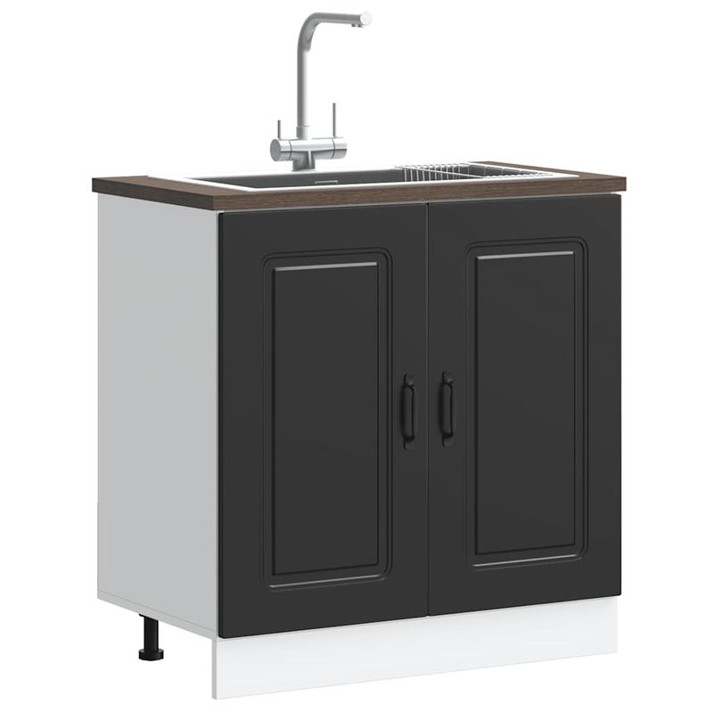 Casa si Gradina - Mobilier - Comode si corpuri - Corpuri bucatarie - Dulap de baza pentru chiuveta „Kalmar” Negru lemn de prelucrare, mărime 80x46x81.5 cm - Infinity.ro