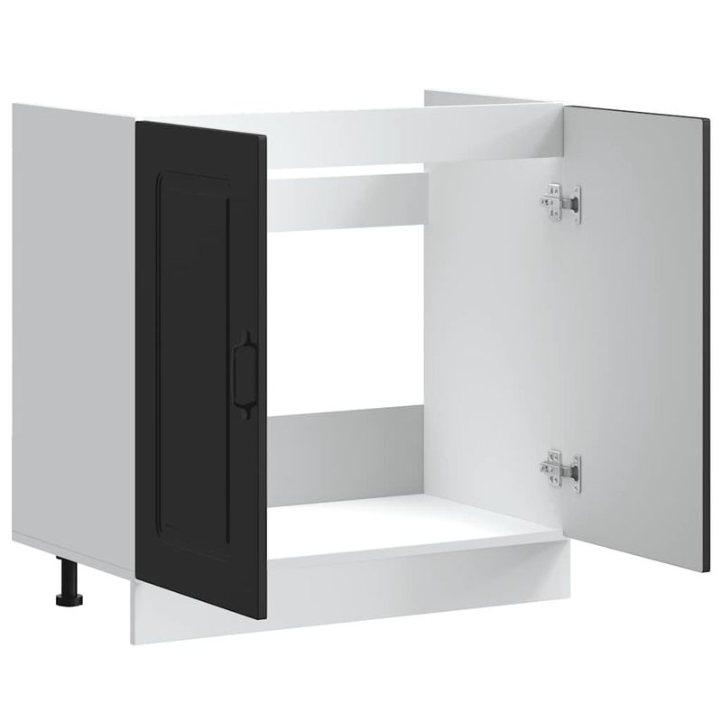 Casa si Gradina - Mobilier - Comode si corpuri - Corpuri bucatarie - Dulap de baza pentru chiuveta „Kalmar” Negru lemn de prelucrare, mărime 80x46x81.5 cm - Infinity.ro
