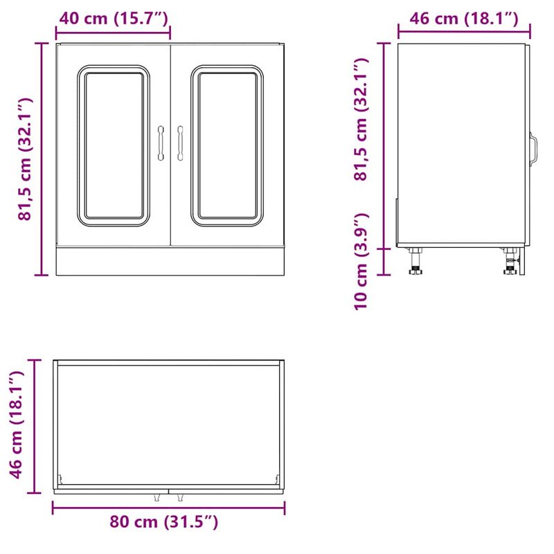 Casa si Gradina - Mobilier - Comode si corpuri - Corpuri bucatarie - Dulap de baza pentru chiuveta „Kalmar” Negru lemn de prelucrare, mărime 80x46x81.5 cm - Infinity.ro