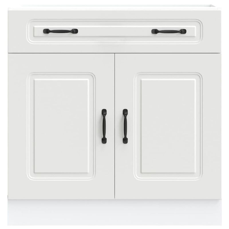 Casa si Gradina - Mobilier - Comode si corpuri - Corpuri bucatarie - Dulap de baza de bucatarie „Kalmar” din lemn prelucrat alb, model 1x dulap inferior (2 uși 1 sertar), mărime 80x46x81.5 cm - Infinity.ro