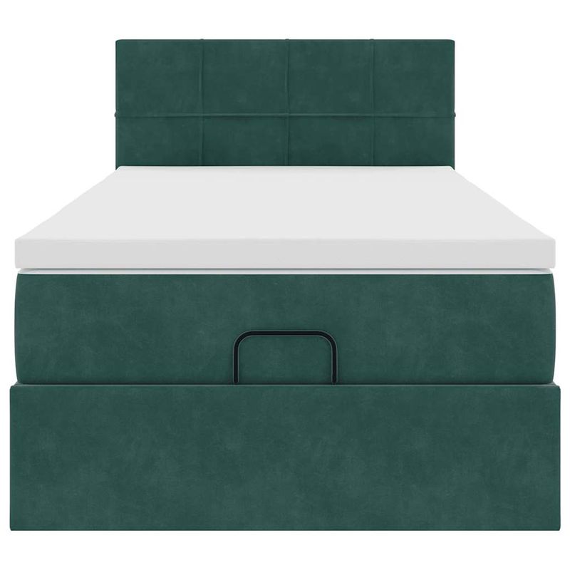 Casa si Gradina - Mobilier - Paturi si accesorii - Paturi - Cadru de pat otoman cu saltea verde inchis 80x200cm catifea - Infinity.ro