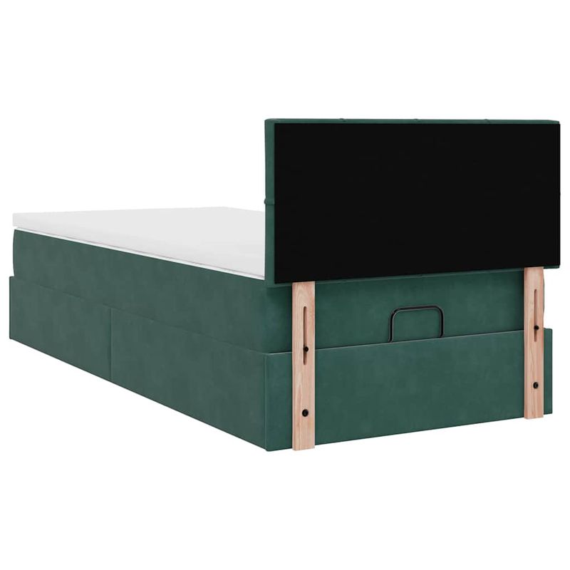 Casa si Gradina - Mobilier - Paturi si accesorii - Paturi - Cadru de pat otoman cu saltea verde inchis 80x200cm catifea - Infinity.ro