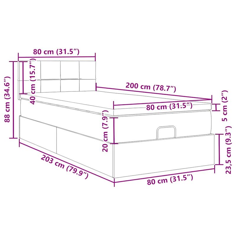 Casa si Gradina - Mobilier - Paturi si accesorii - Paturi - Cadru de pat otoman cu saltea verde inchis 80x200cm catifea - Infinity.ro