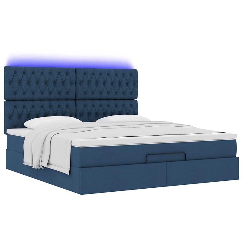 Casa si Gradina - Mobilier - Paturi si accesorii - Paturi - Cadru de pat otoman cu saltea tesatura albastra 160x200cm - Infinity.ro