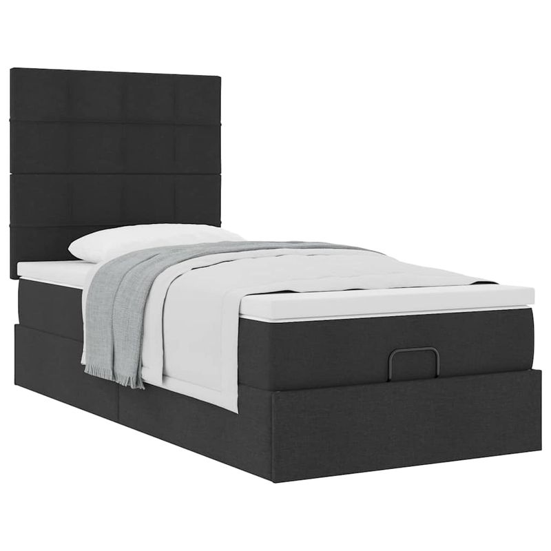 Casa si Gradina - Mobilier - Paturi si accesorii - Paturi - Cadru de pat otoman cu saltea tesatura neagra 90x190cm - Infinity.ro