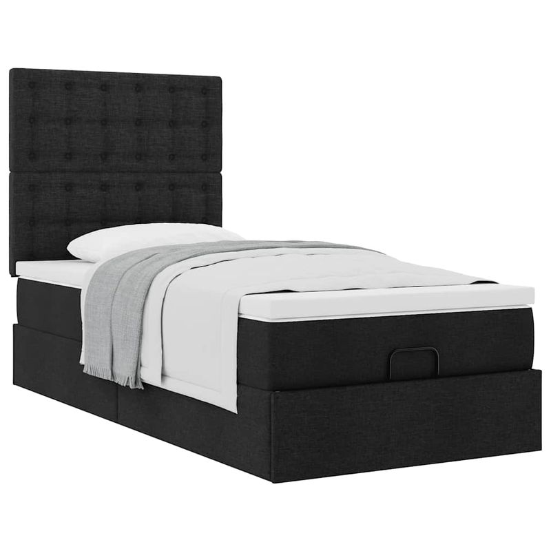 Casa si Gradina - Mobilier - Paturi si accesorii - Paturi - Cadru de pat otoman cu saltea tesatura neagra 100x200cm - Infinity.ro