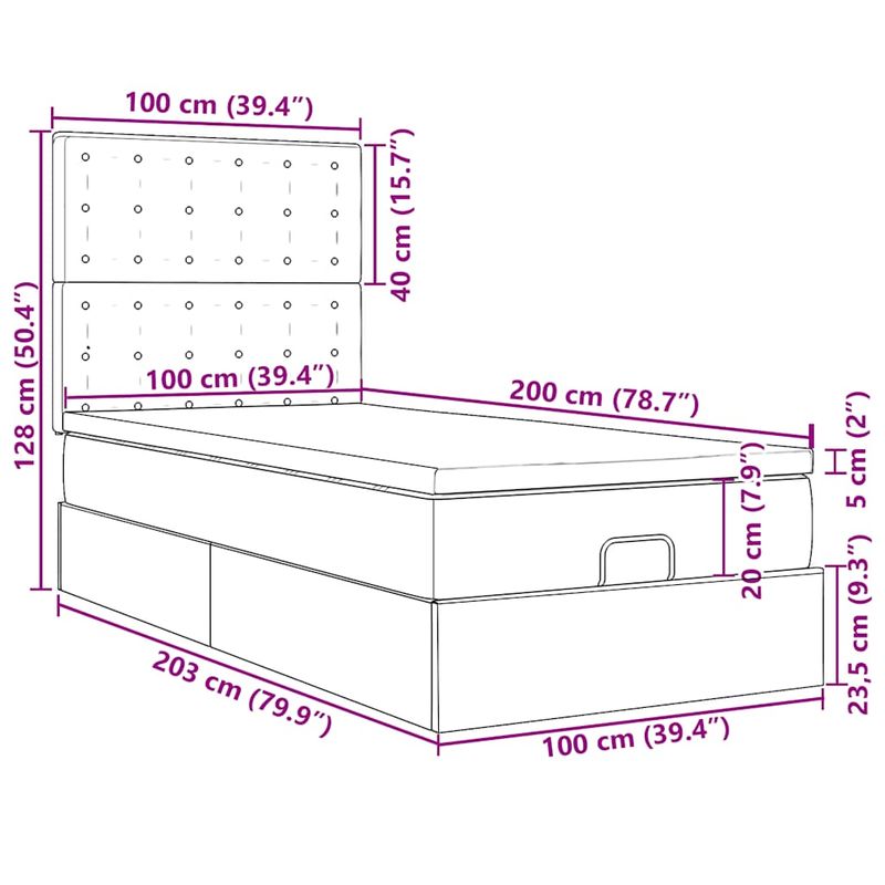 Casa si Gradina - Mobilier - Paturi si accesorii - Paturi - Cadru de pat otoman cu saltea tesatura neagra 100x200cm - Infinity.ro