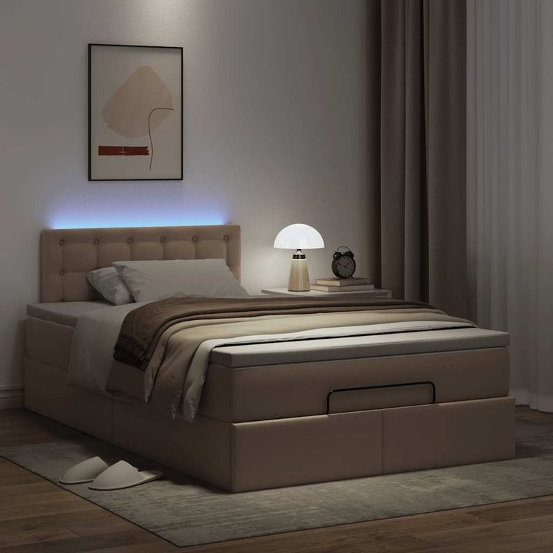 Casa si Gradina - Mobilier - Paturi si accesorii - Paturi - Cadru de pat otoman cu saltea Cappucino piele artificiala - Infinity.ro