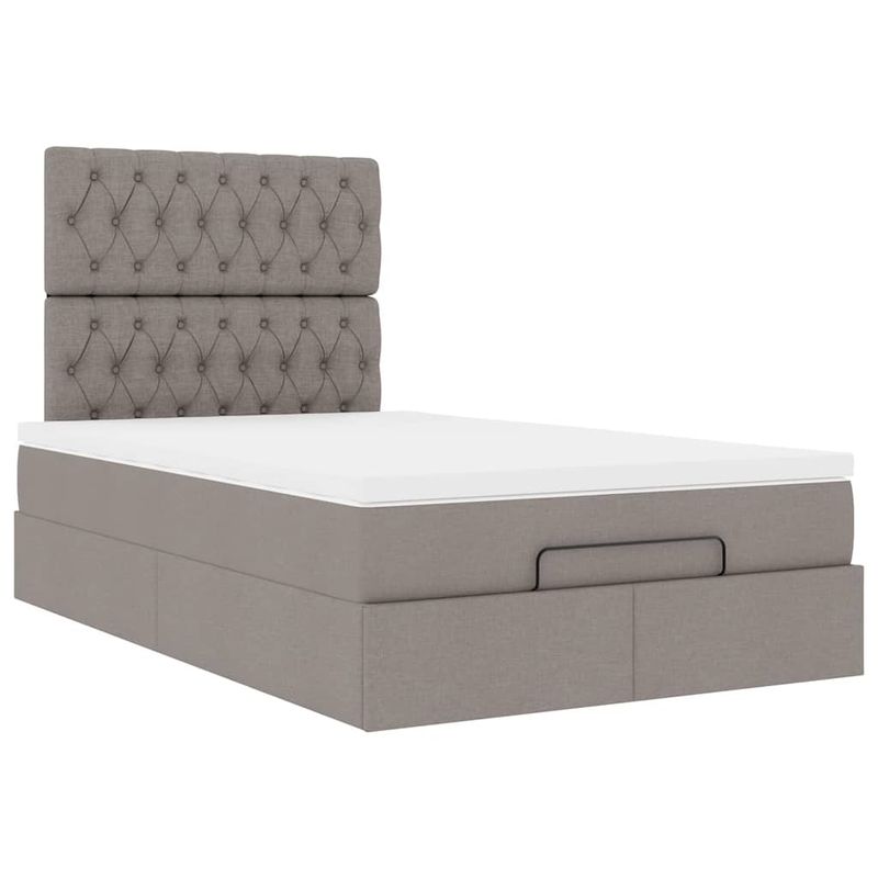 Casa si Gradina - Mobilier - Paturi si accesorii - Paturi - Cadru de pat otoman cu saltea Taupe 120x190 cm Material - Infinity.ro