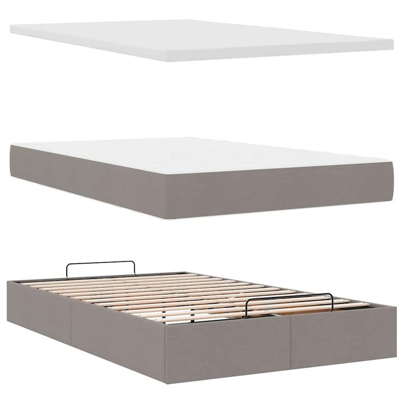 Casa si Gradina - Mobilier - Paturi si accesorii - Paturi - Cadru de pat otoman cu saltea Taupe 120x190 cm Material - Infinity.ro