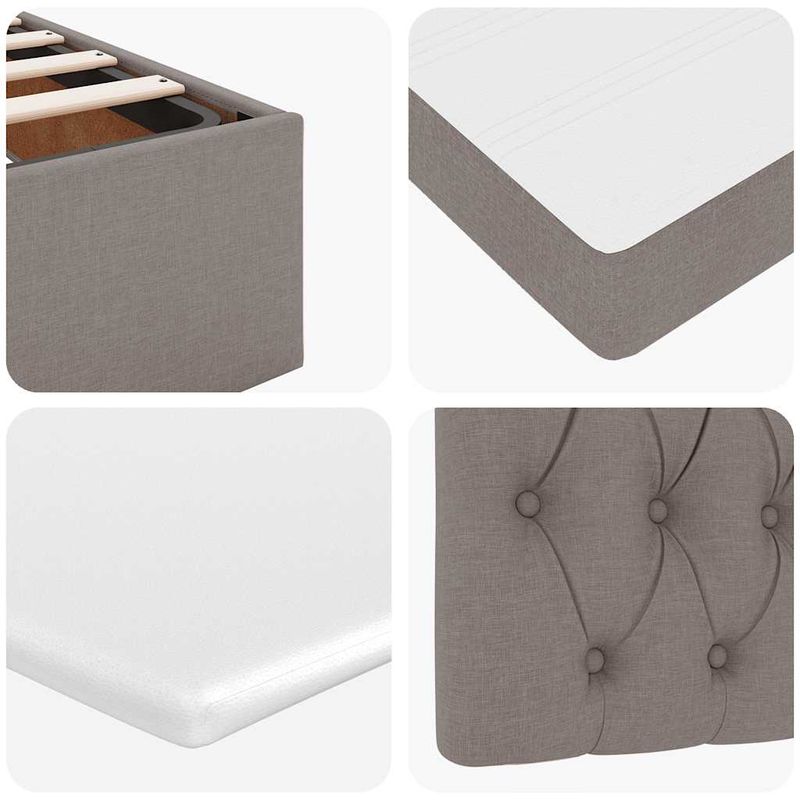 Casa si Gradina - Mobilier - Paturi si accesorii - Paturi - Cadru de pat otoman cu saltea Taupe 120x190 cm Material - Infinity.ro