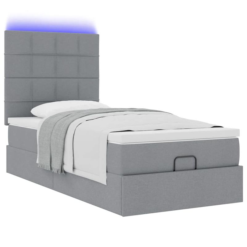 Casa si Gradina - Mobilier - Paturi si accesorii - Paturi - Cadru de pat otoman cu saltea tesatura gri deschis 80x200cm - Infinity.ro