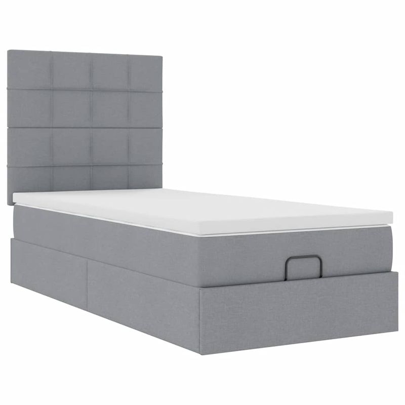 Casa si Gradina - Mobilier - Paturi si accesorii - Paturi - Cadru de pat otoman cu saltea tesatura gri deschis 80x200cm - Infinity.ro
