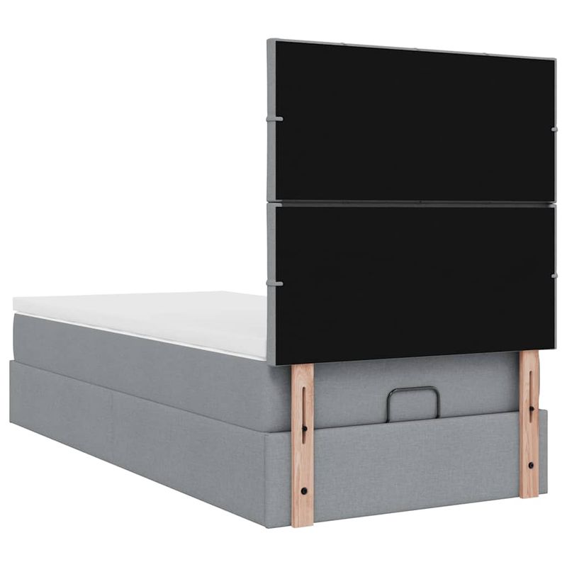 Casa si Gradina - Mobilier - Paturi si accesorii - Paturi - Cadru de pat otoman cu saltea tesatura gri deschis 80x200cm - Infinity.ro