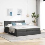 Casa si Gradina - Mobilier - Paturi si accesorii - Paturi - Cadru pat otoman cu saltea tesatura gri inchis 160x200 cm - Infinity.ro