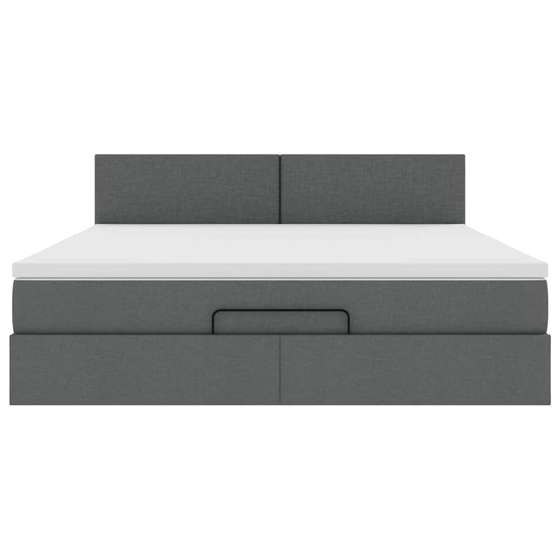 Casa si Gradina - Mobilier - Paturi si accesorii - Paturi - Cadru pat otoman cu saltea tesatura gri inchis 160x200 cm - Infinity.ro