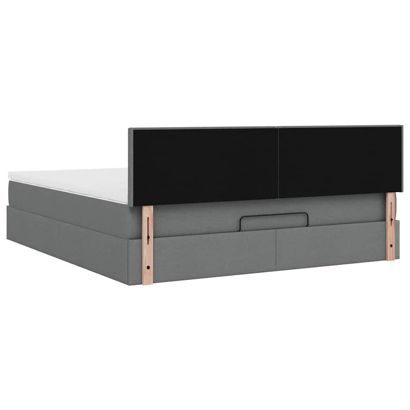 Casa si Gradina - Mobilier - Paturi si accesorii - Paturi - Cadru pat otoman cu saltea tesatura gri inchis 160x200 cm - Infinity.ro
