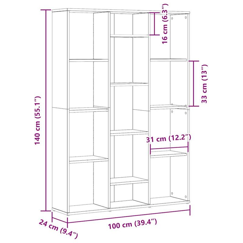 Casa si Gradina - Decoratiuni - Pereti despartitori si paravane - Separator camera/Biblioteca, Stejar artizanal 100x24x140 cm PAL - Infinity.ro