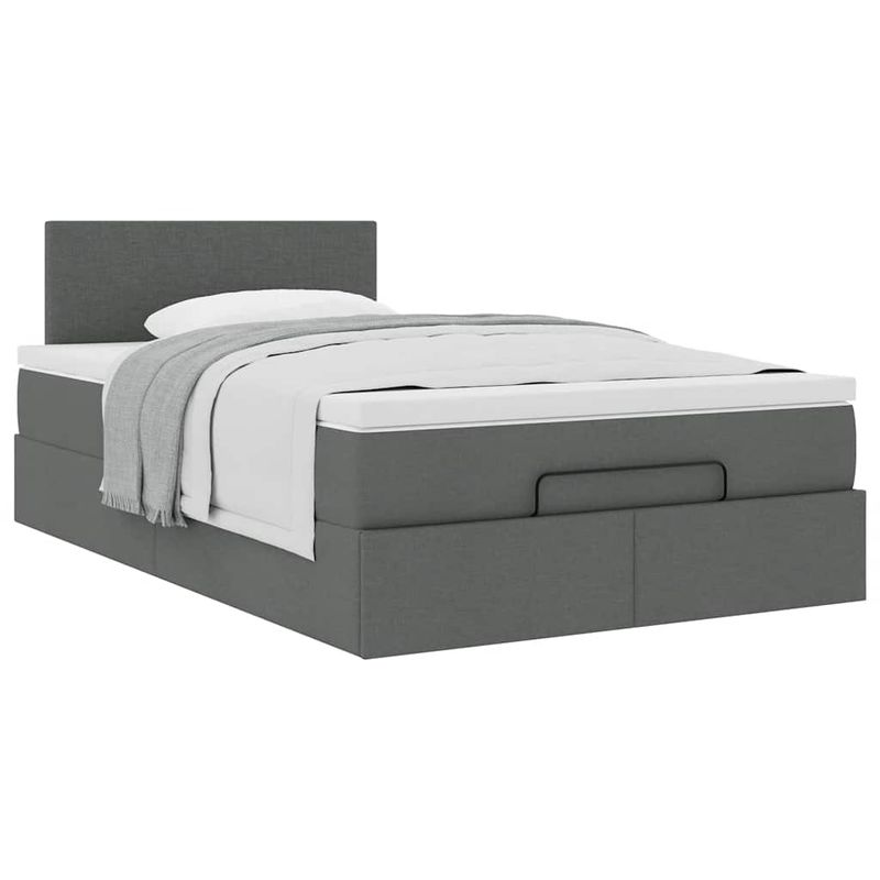 Casa si Gradina - Mobilier - Paturi si accesorii - Paturi - Cadru pat otoman cu saltea tesatura gri inchis 120x200 cm - Infinity.ro