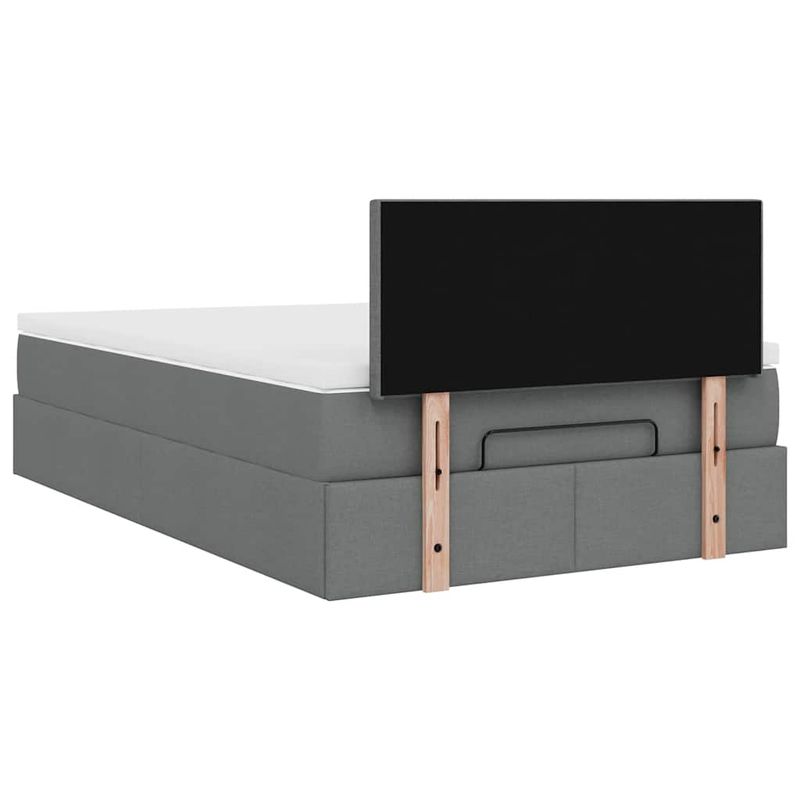 Casa si Gradina - Mobilier - Paturi si accesorii - Paturi - Cadru pat otoman cu saltea tesatura gri inchis 120x200 cm - Infinity.ro