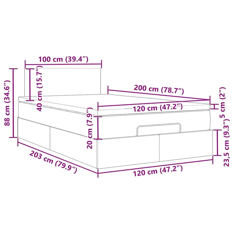 Casa si Gradina - Mobilier - Paturi si accesorii - Paturi - Cadru pat otoman cu saltea tesatura gri inchis 120x200 cm - Infinity.ro