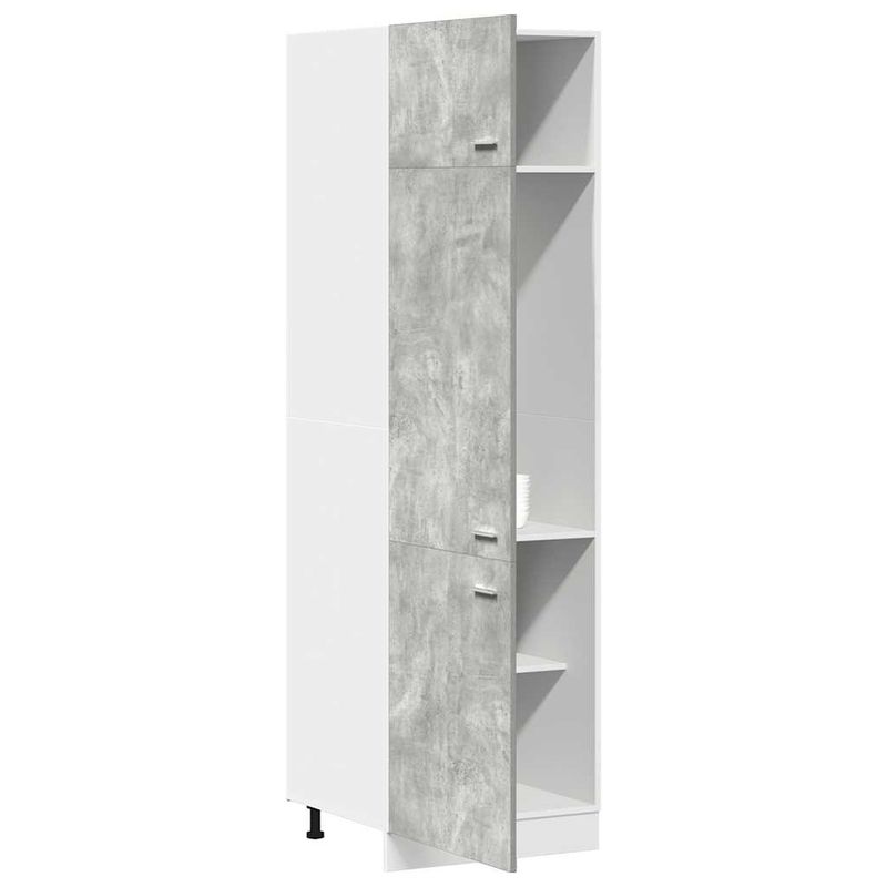 Casa si Gradina - Mobilier - Comode si corpuri - Corpuri bucatarie - Dulap frigider, gri beton, 60 x 57 x 207 cm, lemn prelucrat - Infinity.ro