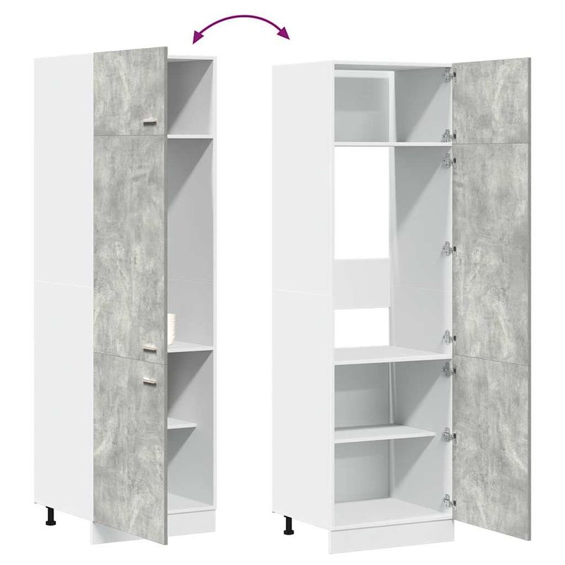 Casa si Gradina - Mobilier - Comode si corpuri - Corpuri bucatarie - Dulap frigider, gri beton, 60 x 57 x 207 cm, lemn prelucrat - Infinity.ro