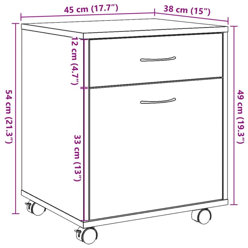 Casa si Gradina - Mobilier - Dulapuri si sifoniere - Dulapuri - Dulap cu roti, stejar artizanal, 45x38x54 cm, lemn prelucrat - Infinity.ro