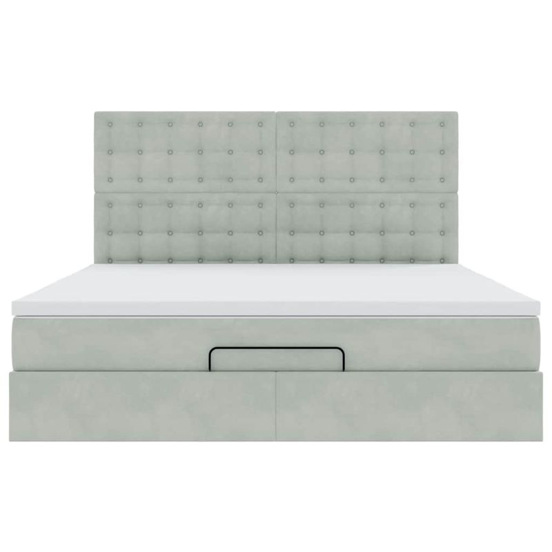 Casa si Gradina - Mobilier - Paturi si accesorii - Paturi - Cadru de pat otoman cu saltele Gri deschis 160x200cm catifea - Infinity.ro