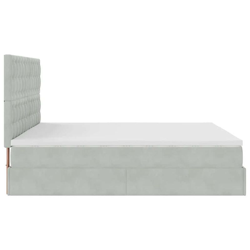 Casa si Gradina - Mobilier - Paturi si accesorii - Paturi - Cadru de pat otoman cu saltele Gri deschis 160x200cm catifea - Infinity.ro