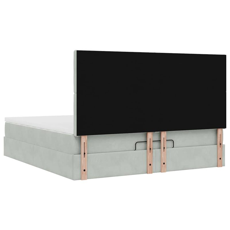 Casa si Gradina - Mobilier - Paturi si accesorii - Paturi - Cadru de pat otoman cu saltele Gri deschis 160x200cm catifea - Infinity.ro