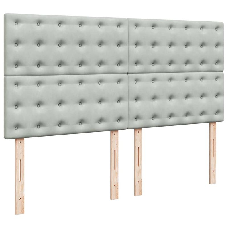 Casa si Gradina - Mobilier - Paturi si accesorii - Paturi - Cadru de pat otoman cu saltele Gri deschis 160x200cm catifea - Infinity.ro